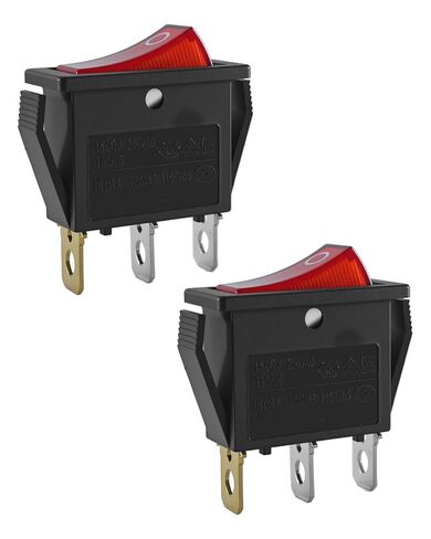 2PCS RS606 Rocker Switch 3 Pin 2 Position Boat Rocker On Off Switch, Fit for LE-CI 16A 250VAC Normally Open Power Switch Red Light in Saudi Arabia