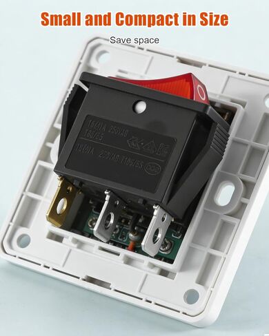 2PCS RS606 Rocker Switch 3 Pin 2 Position Boat Rocker On Off Switch, Fit for LE-CI 16A 250VAC Normally Open Power Switch Red Light in Saudi Arabia
