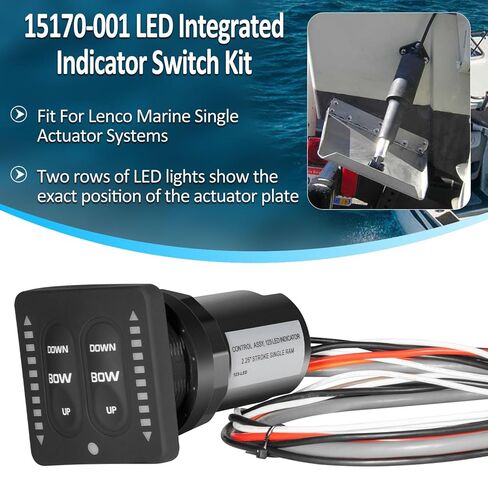 15170-001 Trim Tab Switch LED Integrated Indicator Tactile Kit with Pigtail Replacement Fit for Lenco Marine Single Actuator System in Saudi Arabia