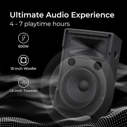 DS15XPro Karaoke Machine Speakers Bluetooth Wireless with Wireless Microphones, Karaoke System Best Machine for Adults Karaoke with Bluetooth Professional Karaoking Dual Speakers Karaoke in Saudi Arabia