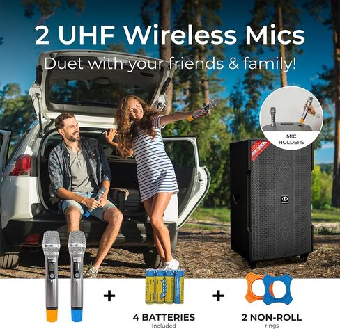 DS15XPro Karaoke Machine Speakers Bluetooth Wireless with Wireless Microphones, Karaoke System Best Machine for Adults Karaoke with Bluetooth Professional Karaoking Dual Speakers Karaoke in Saudi Arabia