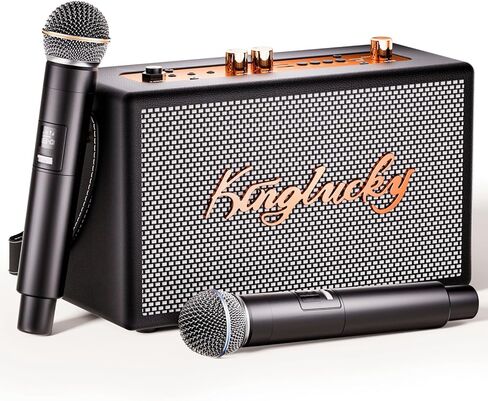Karaoke Machine for Adults Kids Portable Retro Bluetooth Speaker with 2 Wireless Microphones for Family Fun/Birthday Party/Outdoor/Teaching Supports BT/AUX/USB/TF/TWS Gift for Loved Ones in Saudi Arabia