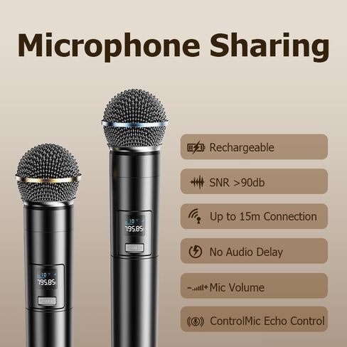 Karaoke Machine for Adults Kids Portable Retro Bluetooth Speaker with 2 Wireless Microphones for Family Fun/Birthday Party/Outdoor/Teaching Supports BT/AUX/USB/TF/TWS Gift for Loved Ones in Saudi Arabia