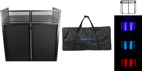 Rockville RAMSYS12 Bundle: Pair 12" 800W Peak/200W RMS Battery Powered Bluetooth PA Speakers w/Mics, Speaker Stands, ROCKBOOTH DJ Event Booth Facade w/Table, for Backyard Party Movie Night, 2-Items in Saudi Arabia