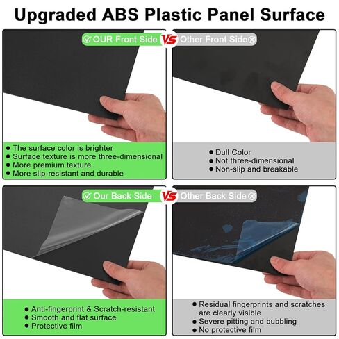 2Pack Black ABS Plastic Sheet 16" x 20" x 1/8" Thick Black Rigid Thermoplastic Sheet (Upgrade Surface) 3MM Flexible High Tensile Large ABS Moldable Plastic Panel for Crafts, DIY, Signs in Kuwait