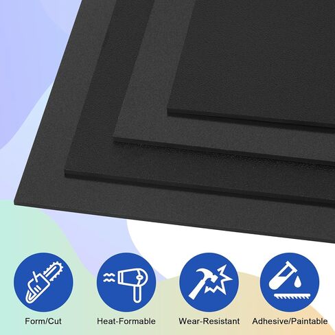 2Pack Black ABS Plastic Sheet 16" x 20" x 1/8" Thick Black Rigid Thermoplastic Sheet (Upgrade Surface) 3MM Flexible High Tensile Large ABS Moldable Plastic Panel for Crafts, DIY, Signs in Kuwait