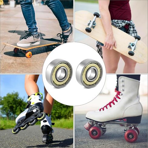 608 2RS Ball Bearings, 8PCS Bearing Steel Double Sealed Miniature Deep Groove for Furniture Wheel, Skateboards, Inline Skates, Scooters (7mm x 22mm x 9mm) in Saudi Arabia
