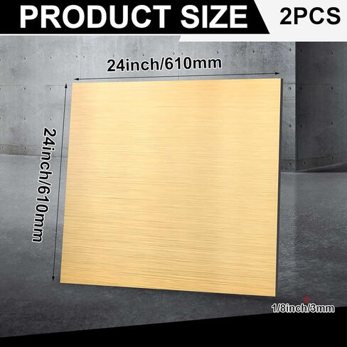 Blulu 2 Pcs Aluminum Composite Panel, 1/8" Thick Rectangle Aluminum Plastic Composite Sheet Plate for Industry Crafting Handcraft DIY Projects, Brushed Gold (36"x24") in Saudi Arabia