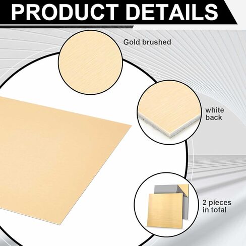Blulu 2 Pcs Aluminum Composite Panel, 1/8" Thick Rectangle Aluminum Plastic Composite Sheet Plate for Industry Crafting Handcraft DIY Projects, Brushed Gold (36"x24") in Saudi Arabia