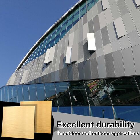 Blulu 2 Pcs Aluminum Composite Panel, 1/8" Thick Rectangle Aluminum Plastic Composite Sheet Plate for Industry Crafting Handcraft DIY Projects, Brushed Gold (36"x24") in Saudi Arabia