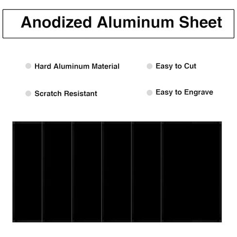 6Pcs Black Anodized Aluminum Sheet 6" x 10" x 1/32" (0.8mm) Corrosion-Resistant Metal Plates for Laser Engraving, DIY Crafting, Sign Making, Home Decor (6, Black, 6 * 10 inch) in Kuwait