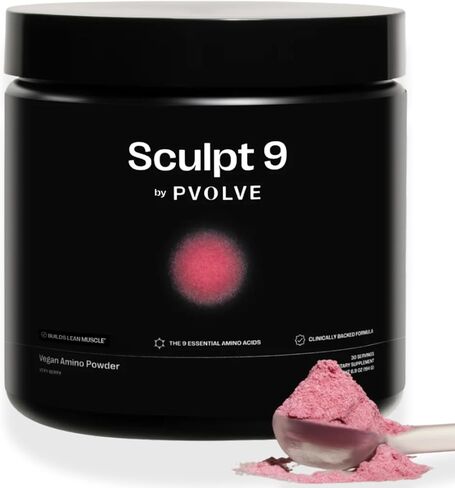 PVOLVE Sculpt 9 EAA & BCAA Powder for Women | Very Berry Flavor | Essential Amino Acids Supplement for Lean Muscle, Recovery & Strength | Non-GMO in Kuwait
