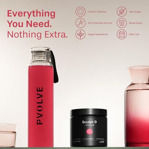 PVOLVE Sculpt 9 EAA & BCAA Powder for Women | Very Berry Flavor | Essential Amino Acids Supplement for Lean Muscle, Recovery & Strength | Non-GMO in Kuwait