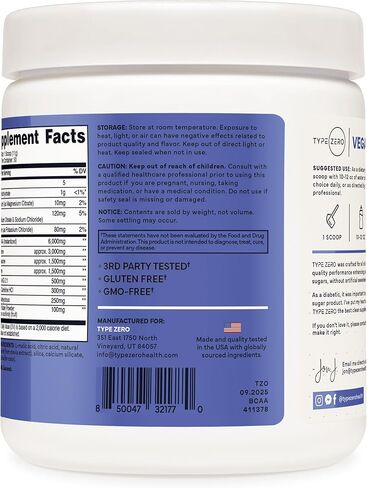 Type Zero Ultra Clean Vegan BCAA Powder + Electrolytes (Blue Raspberry | 6G) 2:1:1 Sugar-Free/No Sucralose BCAAs Amino Acids Supplement - BCAA Vegan Amino Acids After Workout Drink, 30 Servings in Kuwait