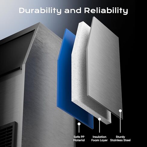 صانع الثلج التجاري من Coolake بقوة 130 رطلًا/24 ساعة مع تخزين 34 رطلًا، من الفولاذ المقاوم للصدأ تحت صانع الثلج المضاد، آلة ثلج قائمة بذاتها للتنظيف الذاتي ومبردة بالهواء لمطبخ البار المنزلي in Kuwait