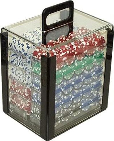 DA VINCI Dice Striped Poker Chip Set, 1,000 Heavy Weight 11.5 Gram Chips with Acrylic Display Carrier Case Case and 10 Chip Racks in Saudi Arabia