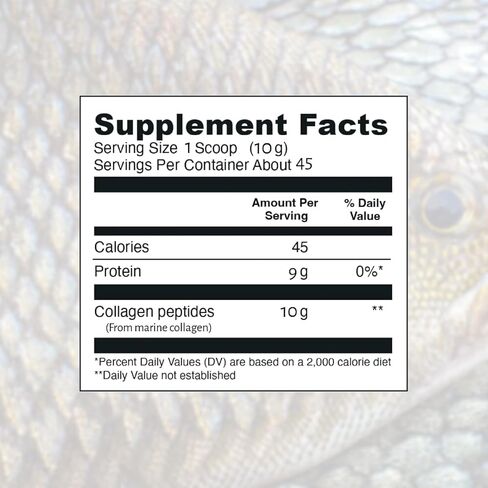 HEARTHY FOODS Marine Collagen Powder 16 Oz - Sourced from Wild-Caught Fish, Pescatarian Friendly, Keto Certified & Non-GMO Verified - Easy to Mix in Water - 45 Servings in Kuwait