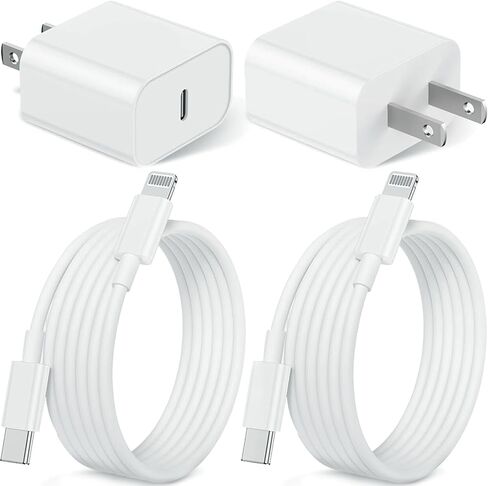 iPhone 14 13 12 Charger Fast Charging, 2 Pack 20W Fast PD USB C Wall Charger Adapter with 3Pack 6Ft USB C to Lightning Cable (MFi Certified) for 14/14 Plus/14 Pro/14 Pro Max/13/ Yellow in Kuwait
