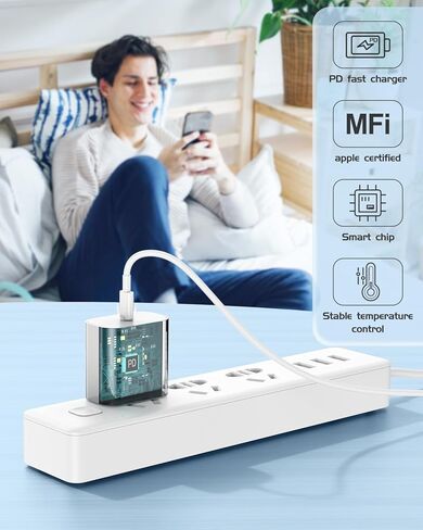 iPhone 14 13 12 Charger Fast Charging, 2 Pack 20W Fast PD USB C Wall Charger Adapter with 3Pack 6Ft USB C to Lightning Cable (MFi Certified) for 14/14 Plus/14 Pro/14 Pro Max/13/ Yellow in Kuwait