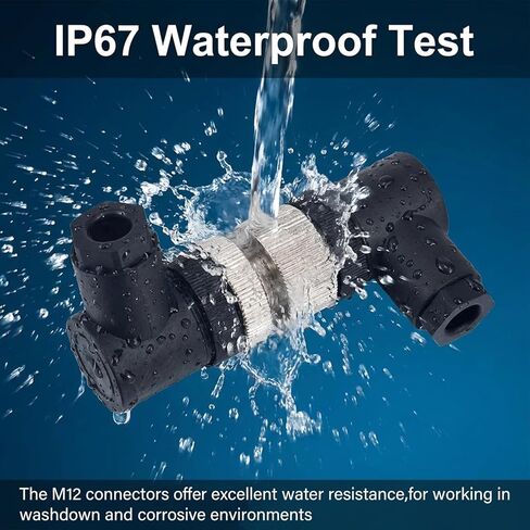 M12 8-Pin A-Code Right Angle Connector Set (8PCS) - IP67 Waterproof, 12mm Thread, 4 Male & 4 Female Industrial Aviation Connectors in Saudi Arabia