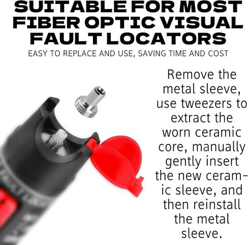 10PCS Fibre Optic Visual Fault Locator Replacement Parts Including Optical Ceramic Core Tube Sleeves and Metal Tip Connectors in Kuwait