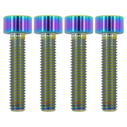 مسامير تيتانيوم M6x25 (4 قطع) - تصميم خفيف الوزن | مثالية للبيئات الرطبة/المالحة | مفتاح سداسي برأس المقبس بدون غسالة | مسامير MTB/دراجة نارية | الأزرق المحروق in Kuwait