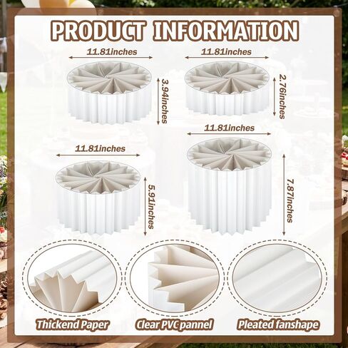 4 Pack Wood Buffet Risers, Foldable Food Risers with Wood Covers for Buffet Table, 12" Reusable Cardboard Cylinder Pedestal Stands for Wedding Birthday Party Decor in Saudi Arabia