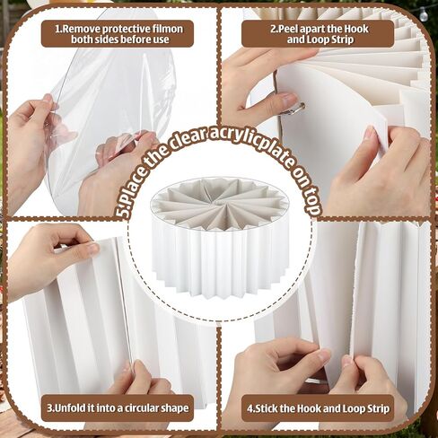 4 Pack Wood Buffet Risers, Foldable Food Risers with Wood Covers for Buffet Table, 12" Reusable Cardboard Cylinder Pedestal Stands for Wedding Birthday Party Decor in Saudi Arabia