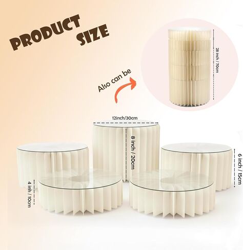 رافعات بوفيه ZOOYOO لعرض الطعام، 5 عبوات من حوامل الأسطوانات للحفلات - مجموعة عرض طاولة الحلوى قابلة للطي مع أسطح من الأكريليك الفاخر - حوامل كعكة بقاعدة لحفلات الزفاف، وطاولة الحلوى، وحفلات Quinceanera، والمعارض الفنية، وتقديم الطعام in Kuwait