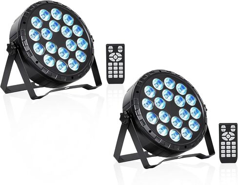 LED Par Light DJ Stage Light,18 LED RGBW with Remote&DMX Control,Sound Activated Control DJ Uplighting for Wedding Party Club Christmas Stage Lighting (2 Packs) in Saudi Arabia