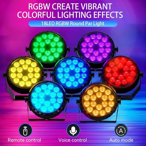 LED Par Light DJ Stage Light,18 LED RGBW with Remote&DMX Control,Sound Activated Control DJ Uplighting for Wedding Party Club Christmas Stage Lighting (2 Packs) in Saudi Arabia