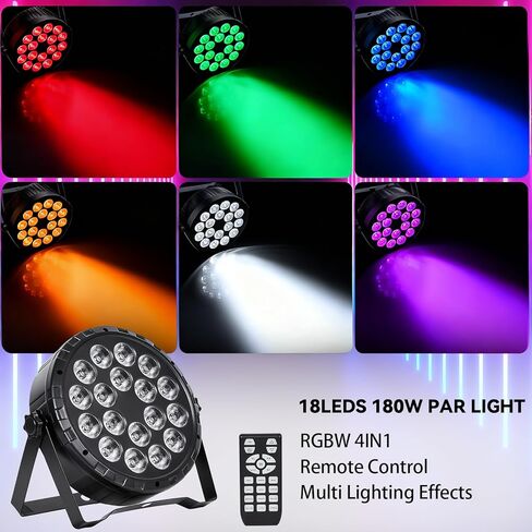 LED Par Light DJ Stage Light,18 LED RGBW with Remote&DMX Control,Sound Activated Control DJ Uplighting for Wedding Party Club Christmas Stage Lighting (2 Packs) in Saudi Arabia