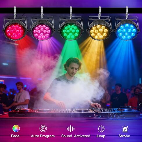 LED Par Light DJ Stage Light,18 LED RGBW with Remote&DMX Control,Sound Activated Control DJ Uplighting for Wedding Party Club Christmas Stage Lighting (2 Packs) in Saudi Arabia