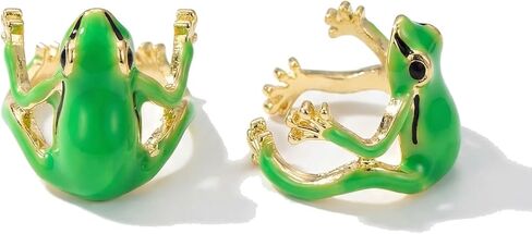 Frog Ring for Women 2 PCS Green Rings Adjustable Open Frog Ring Funny Tree Frog Jewelry in Kuwait