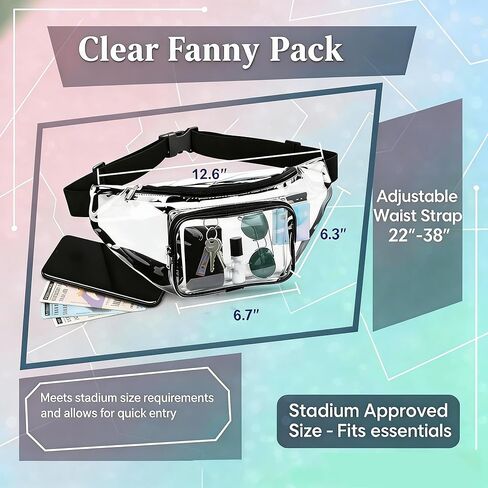 Clear Fanny Pack,Stadium Approved Waist Pack for Festival, Games,Travel and Concerts(Black) in Kuwait