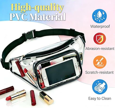 Clear Fanny Pack,Stadium Approved Waist Pack for Festival, Games,Travel and Concerts(Black) in Kuwait