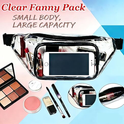 Clear Fanny Pack,Stadium Approved Waist Pack for Festival, Games,Travel and Concerts(Black) in Kuwait