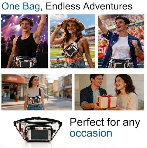 Clear Fanny Pack,Stadium Approved Waist Pack for Festival, Games,Travel and Concerts(Black) in Kuwait
