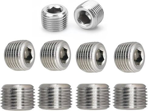 Generic 1/4 "" NPT THREAD ALLEN SOCKET PIPE PRESSURE PLUG Pipe Plug تركيب كتلة قبالة 10 قطع، 0.25 بوصة، فضي، 10NPT1f4-S04 in Kuwait