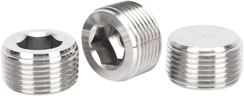 Generic 1/4 "" NPT THREAD ALLEN SOCKET PIPE PRESSURE PLUG Pipe Plug تركيب كتلة قبالة 10 قطع، 0.25 بوصة، فضي، 10NPT1f4-S04 in Kuwait