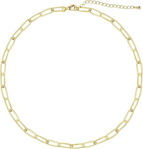 CAROVO 18K Gold Silver Plated Paperclip Chain Necklace for Women Delicate Love Heart Pendant Link Paperclip Chain Necklaces for Women in Kuwait