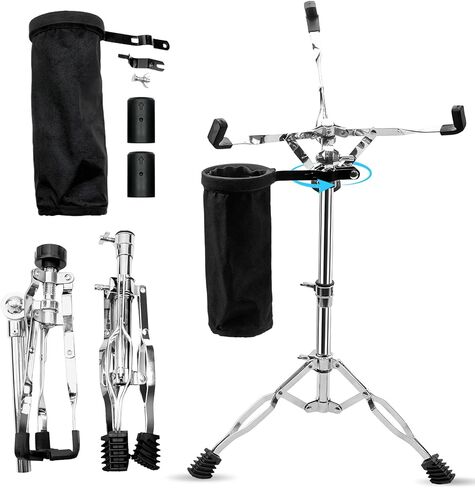 Snare Drum Stand, Adjustable Height 14.5" to 23" Practice Pad Stand with Snap Fastener and Drum Sticks Holder Accessories for Beginners in Kuwait