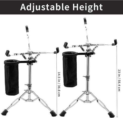 Snare Drum Stand, Adjustable Height 14.5" to 23" Practice Pad Stand with Snap Fastener and Drum Sticks Holder Accessories for Beginners in Kuwait