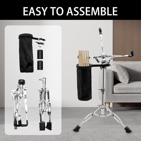 Snare Drum Stand, Adjustable Height 14.5" to 23" Practice Pad Stand with Snap Fastener and Drum Sticks Holder Accessories for Beginners in Kuwait