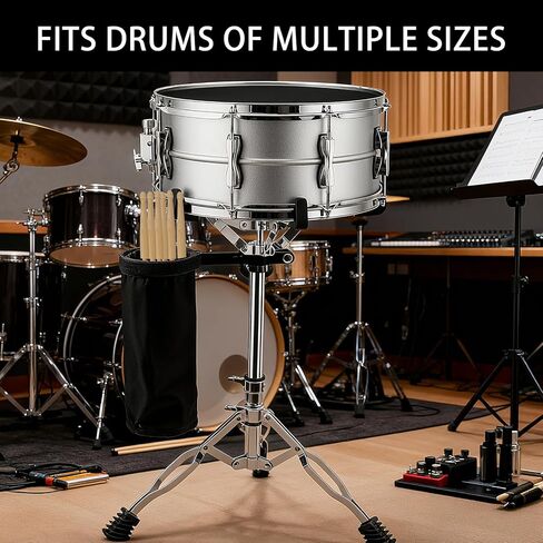 Snare Drum Stand, Adjustable Height 14.5" to 23" Practice Pad Stand with Snap Fastener and Drum Sticks Holder Accessories for Beginners in Kuwait