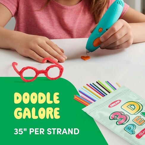 300 x ORKAN 3D Pen Filament Refills | Only Compatible with The 3Doodler Start+ | 15 Jungle Colors | 6" x 2.5mm PCL Eco-Filament Strands | Safe for Kids | Only for 3Doodler Start+ 3D Pen in Saudi Arabia