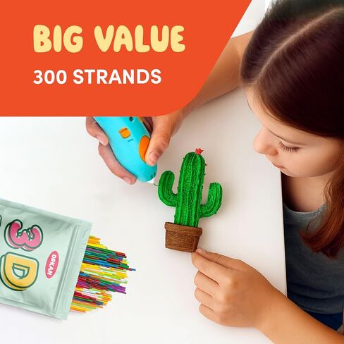 300 x ORKAN 3D Pen Filament Refills | Only Compatible with The 3Doodler Start+ | 15 Jungle Colors | 6" x 2.5mm PCL Eco-Filament Strands | Safe for Kids | Only for 3Doodler Start+ 3D Pen in Saudi Arabia