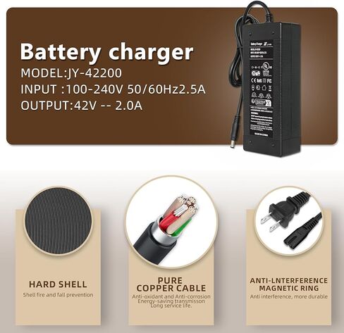 UL Certified 36V-42V 2A Fast Charger for 36V Electric Scooter Lithium Battery Jetson Hoverboard Charger Replacement Compatible with Pocket Mod, Sports Mod, Electric Scooters in Saudi Arabia