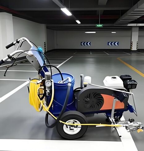 Cold Spray Road Marking Machine,Walk Behind High Pressure Line Striper, 50-400mm Adjustable Width Multi-Nozzle,Fast Drying Eco-Friendly, for Parking Lot Municipal Street Zebra Crossing Industrial Zone in Saudi Arabia