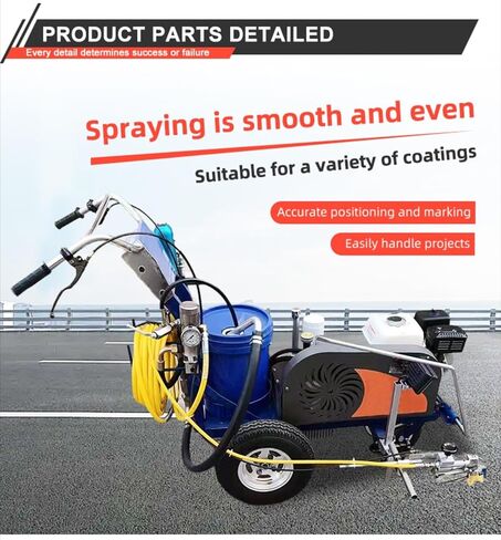 Cold Spray Road Marking Machine,Walk Behind High Pressure Line Striper, 50-400mm Adjustable Width Multi-Nozzle,Fast Drying Eco-Friendly, for Parking Lot Municipal Street Zebra Crossing Industrial Zone in Saudi Arabia